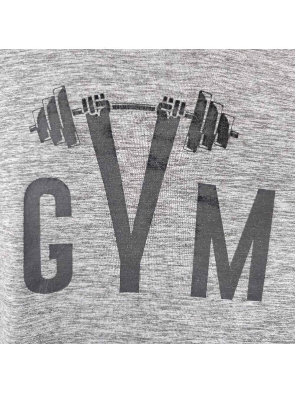 Gym T Shirt Mens Size 2XL Gray Barbell Workout Old Navy Active - Picture 3 of 6